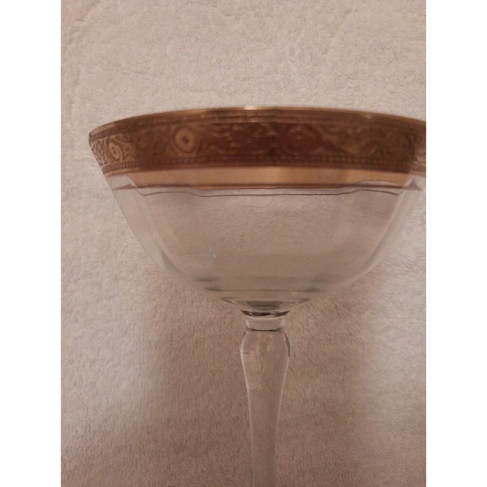 Tiffin-Franciscan 24 K Gold Rimmed 4 Champagne Glasses